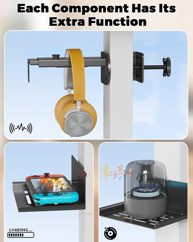 JOY worker Under Desk PC Mount for Standing Desk, Clamp-On Desk Leg Computer Mount, No Drilling, Adjustable Computer Case CPU Holder Holds Up to 44lbs, Black PC Tower Mount