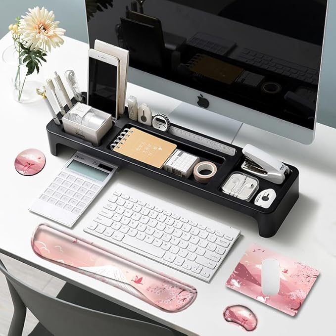 Cherry Blossom Keyboard and Mouse Pad Set Japanese Mousepad with Wrist Support Ergonomic Keyboard Wrist Rest Carpal Tunnel Typing Pain Relief Non-Slip Base Wrist Pad for Mouse