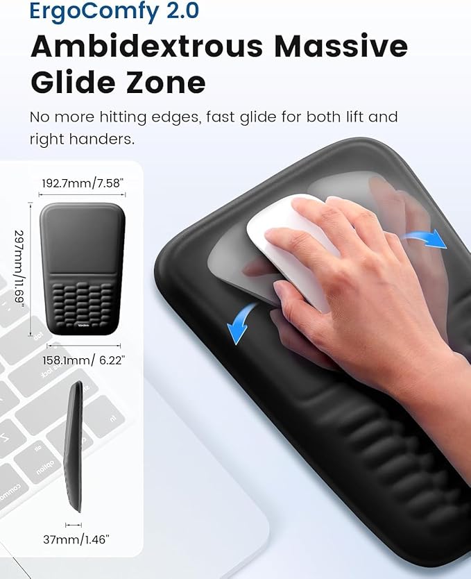 Vaydeer Keyboard Stand and Mouse Pad Set with Wrist Rest, Soft Memory Foam Wrist Support, Ergonomic Wrist Cushion for Desk, Relieves Carpal Tunnel Pain, Palm Hand Typing for Office, Gaming, Grey