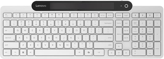 Lenovo 800 Self-Charging Bluetooth Keyboard, Uses Ambient Light for Charging, Bluetooth 5.1, Supports 3 Devices, Battery Free, Wireless, White