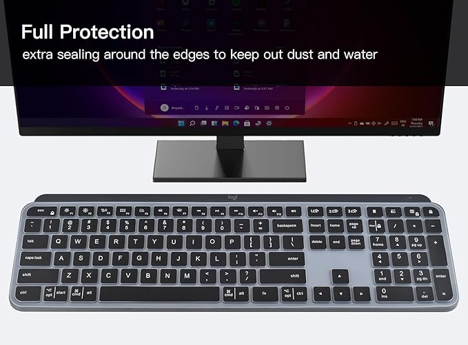 Keyboard Cover Skin for Logitech MX Keys S & MX Keys Advanced Illuminated Wireless Keyboard, Logitech Craft Advanced Wireless Keyboard Protector, (Not Fit MX Keys S for Mac), Black