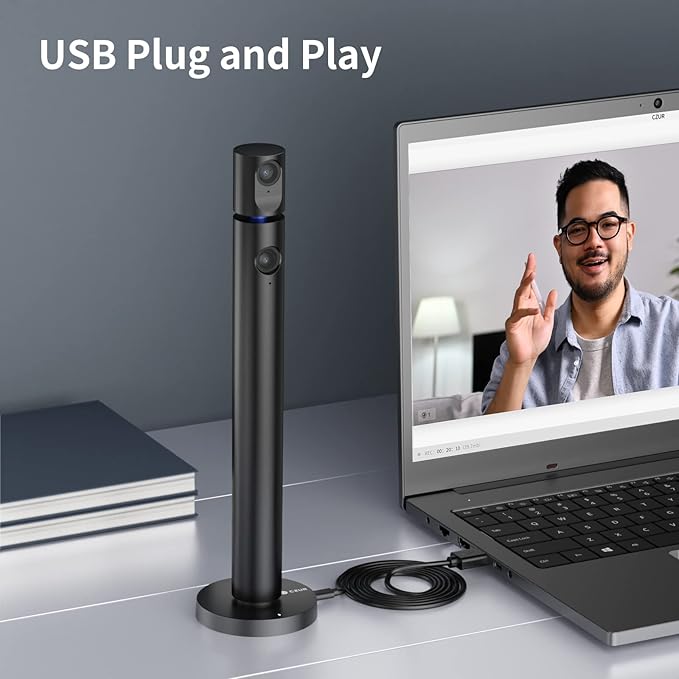 CZUR Halo Streaming Dual Webcam, Professional USB Web Camera 1080P with Microphone, 90° View Computer Camera, Plug & Play, Compatible with Windows/Mac, for TikTok/YouTube/Yahoo Messenger