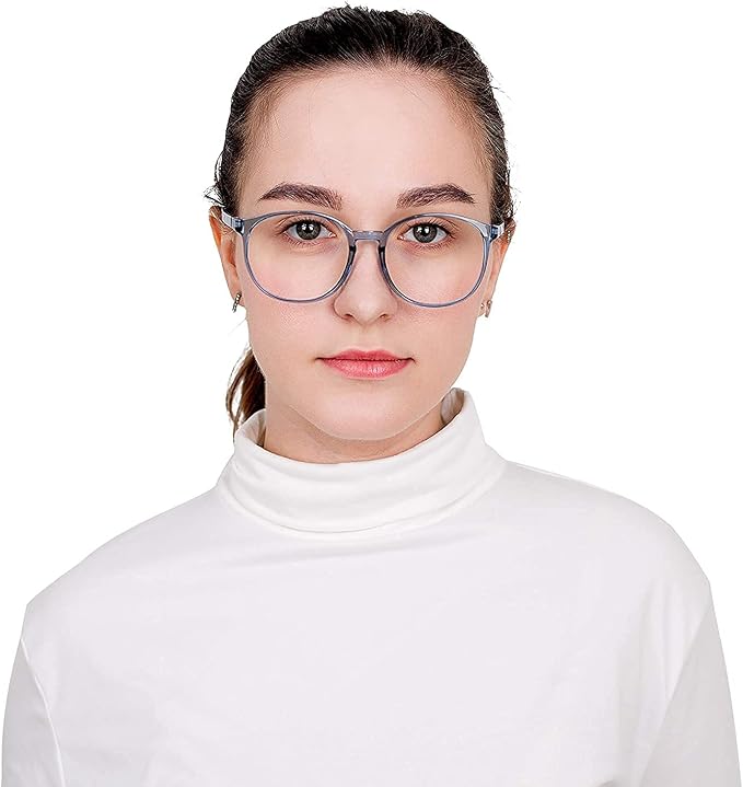 LifeArt Blue Light Blocking Glasses, Anti Eyestrain, Computer Reading Glasses with Spring Hinge, Gaming Glasses, TV Glasses for Women Men, Anti Glare (Light Blue, 2.50 Magnification)