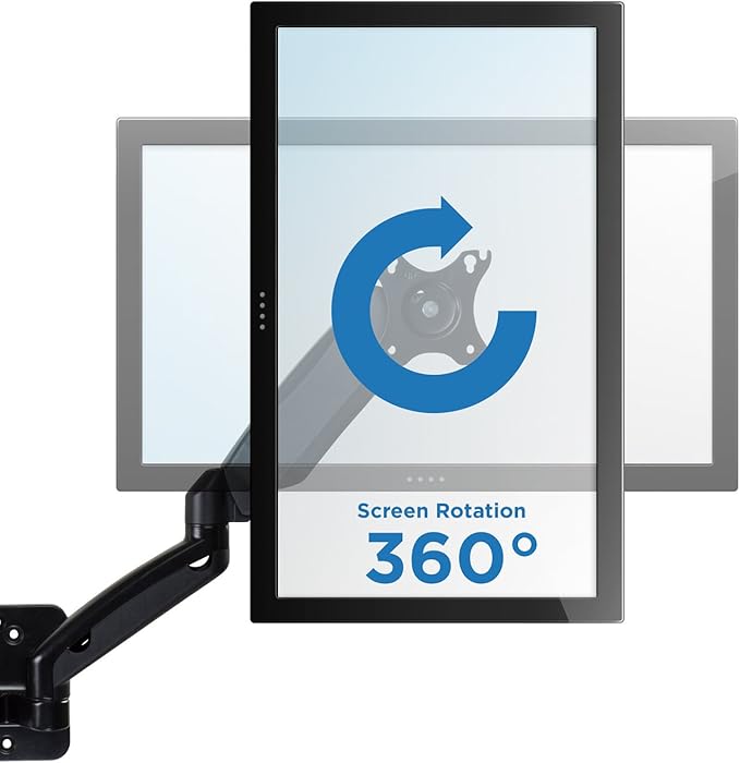 Mount-It! Dual Monitor Wall Mount - 2 Monitor Wall Brackets - Full Motion Adjustable Computer Monitor Wall Mount with Articulating Arms for up to 27" Screens with 75 or 100 VESA Patterns