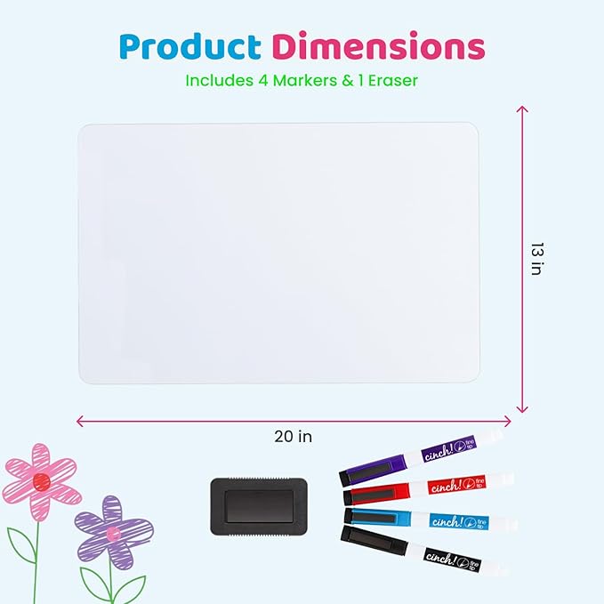 20x13 Stain-Resistant Magnetic Whiteboard for Fridge - Includes 4 Markers and Big Eraser With Magnets - Dry Erase Board - Refrigerator White Board Organizer and Planner
