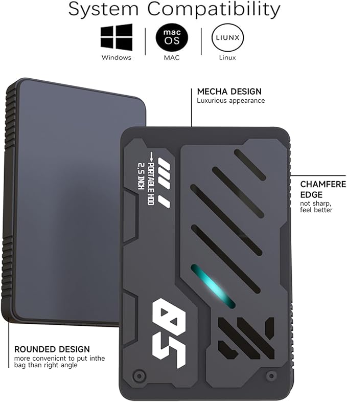Ultra Slim Portable External Hard Drive USB 3.0 HDD Storage for PC, Laptop, Mac, Xbox one, PS4, PS5 (500GB)