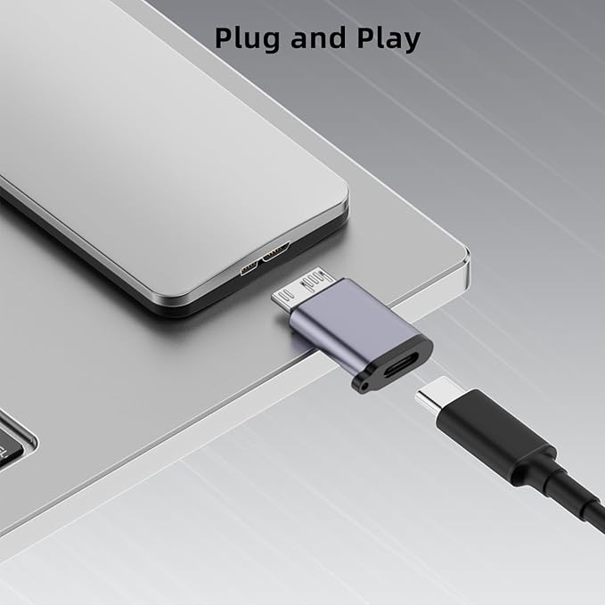 USB C to Micro B Hard Drive Adapter (4 Pack), 10Gbps Micro B to USB C Cable Converter Compatible with External Hard Drive, Laptop, Tablet, Phone and More