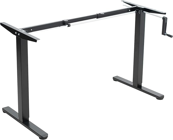 VIVO Compact Hand Crank Stand Up Desk Frame for 37 to 77 inch Table Tops, Ergonomic Standing Height Adjustable Base with Foldable Handle, Black, DESK-M051MB
