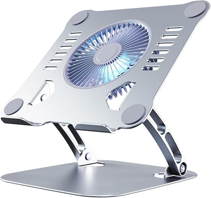 Laptop Cooler Cooling Pad Stand - Slim Ergonimic Laptop Stand for Desk, 3 Speed Cooling Fan Adjustable Height Laptop Cooling Stand for MacBook 11-15.6 Inch (Silver), YT628-2