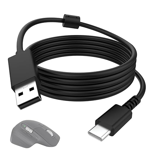USB C Cable Compatible with Logitech MX Master 3/Master 3S/Anywhere 3/Anywhere 3S/Vertical, G502 X, G502 X Plus, G PRO X Superlight 2 Mouse, MX Keys, MX Keys S Keyboard, G733, G435 Headsets, 6ft