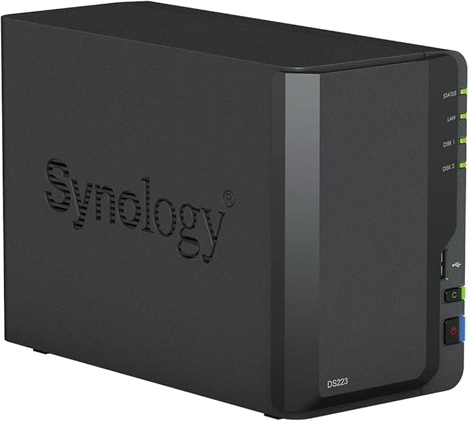 Synology DS223 2-Bay Diskstation NAS (Realtek RTD1619B Quad-Core 2GB Ram 1xRJ-45 1GbE LAN Port) 8TB Bundle with 2 x 4TB Seagate IronWolf NAS HDDs