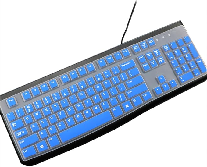 Silicone Keyboard Skin Cover Protector Compatible for Logitech K120 & MK120 Full-Size Wired Keyboard, MK120 & K120 Keyboard Protective Accessories (Blue)