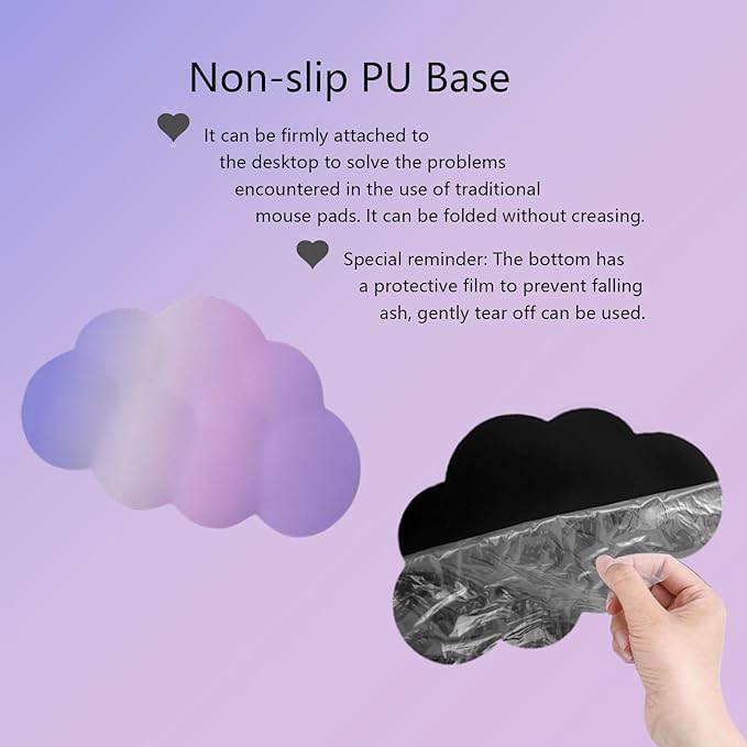 Purple Cloud Mouse Pad Cloud Keyboard Wrist Rest for Computer Keyboard Extended Large Desk Mat Pad Set 4PCS Memory Foam Non-Slip Ergonomic Cute Gaming Mouse Pads Wrist Support for Laptop Home Office