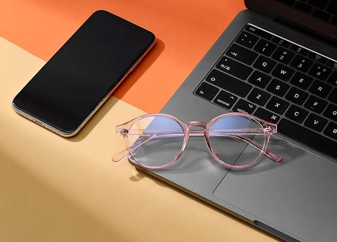 HJSTES Vintage Blue Light Glasses for Women Men Round Bluelight Blocking Glasses Thick TR90 Frame Eyeglasses