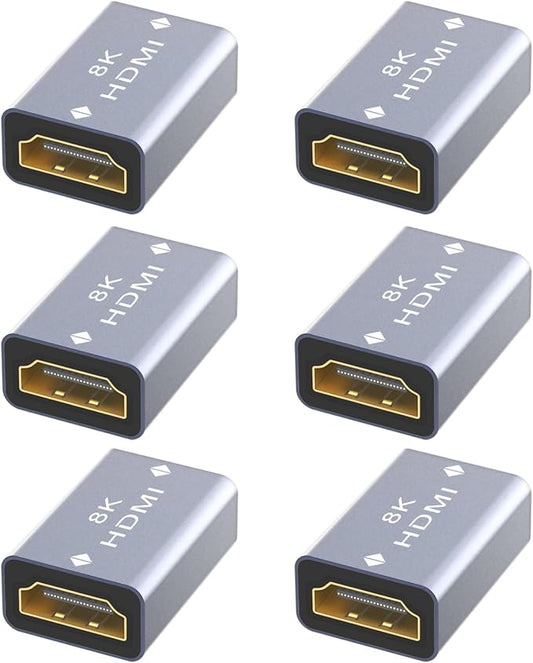 VCELINK HDMI Coupler 8K, HDMI 2.1 Female to Female Extension Adapter to Extend 2 Short Cables, Support 8K@60Hz / 4K@120Hz 120UHD, 3D, HDR, ARC Compatible with Laptop, PC, Monitor, Roku TV, 6 Pack