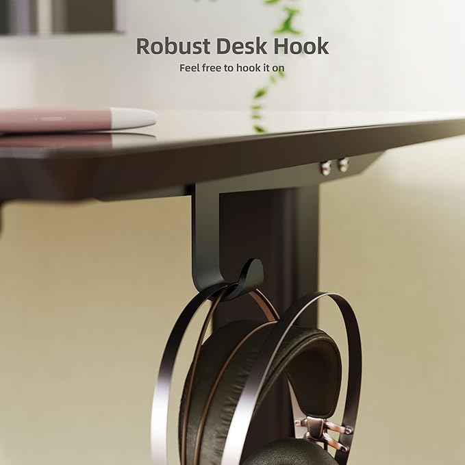 INNOVAR Glass Standing Desk with Drawers, 48×24 Inch Adjustable Stand Up Desk, Quick Install Home Office Computer Desk, Black