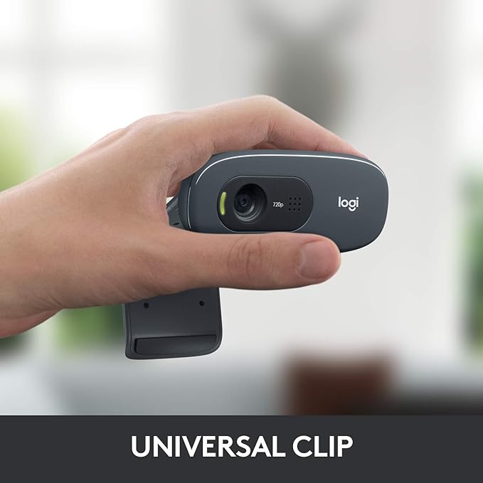 Logitech C270 HD Webcam, 720p, Widescreen HD Video Calling, Light Correction, Noise-Reducing Mic, Works with Zoom, Nintendo Switch 2’s new GameChat Mode, PC/Mac/Laptop/MacBook/Tablet - Black