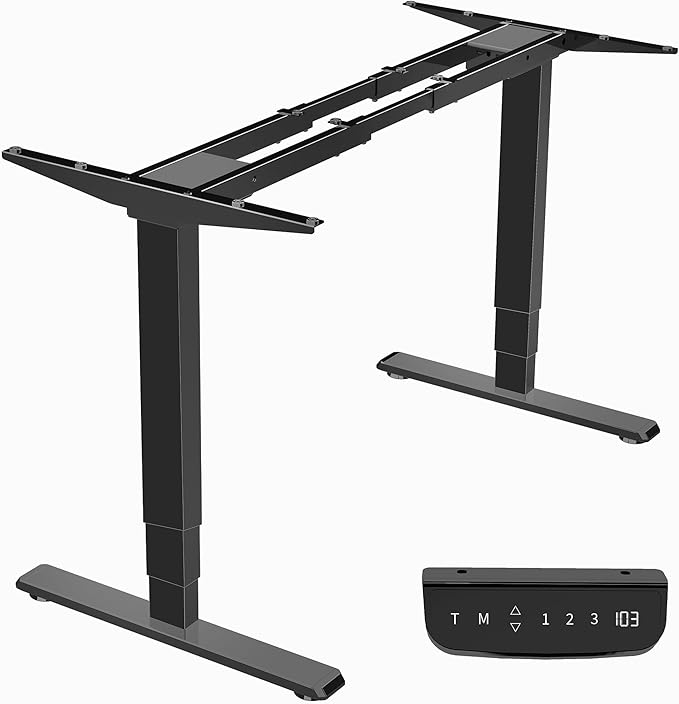 VIVO Electric Sit Stand Dual Motor Desk Frame for 40 to 84 inch Table Tops, 3 Stage Legs, Height Adjustable, Memory Controller, Frame Only, Black, DESK-EV02RB