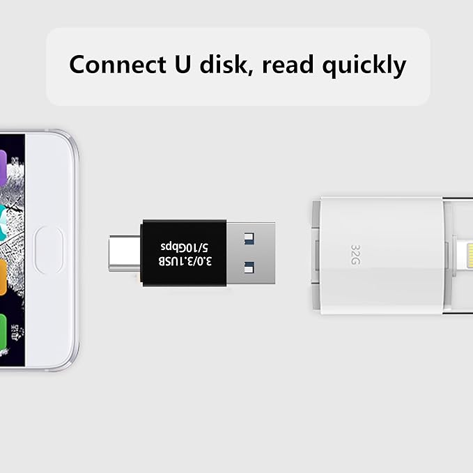 VAKS USB C to USB 3.0 Adapter (4 Pack), Type C Male to USB 3.0 Male Converter, Compatible with Mobile Phones, Computers, Notebook Computers, Black