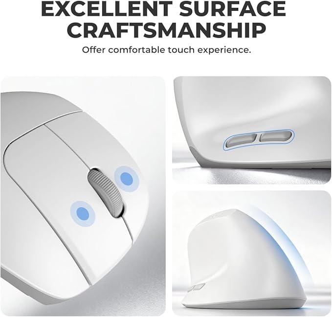 DELUX Wireless Ergonomic Vertical Mouse for Small Hands, Rechargeable Vertical Mouse, Lightweight, 4000DPI, 6 Buttons, 2.4G+BT5.2 Dual-mode for Carpal Tunnel, for Window, MacOS, Laptop (M618AIR-White)