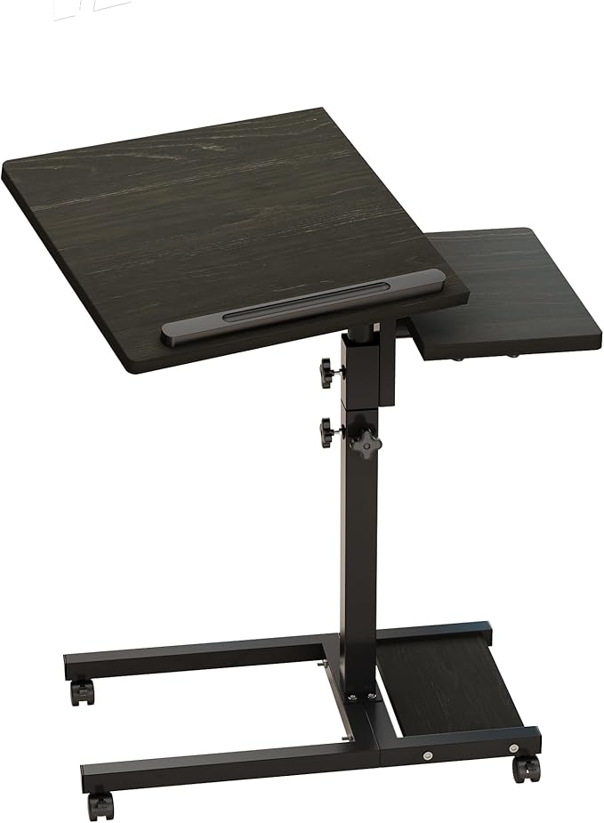 TigerDad Mobile Adjustable Height Laptop Stand PC Portable Laptop Swivel Table Rolling Table with Wheels Caster and Mouse Pad (Dekuwood)