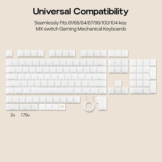 EPOMAKER Lusterfly Jelly Keycaps Set - 123 Keys Double-Shot Laser Engraved, MDA Profile, ABS+PC, Non-Shine-Through, MX-Compatible for 61/68/84/87/98/100/104-Key Mechanical Keyboard (White)