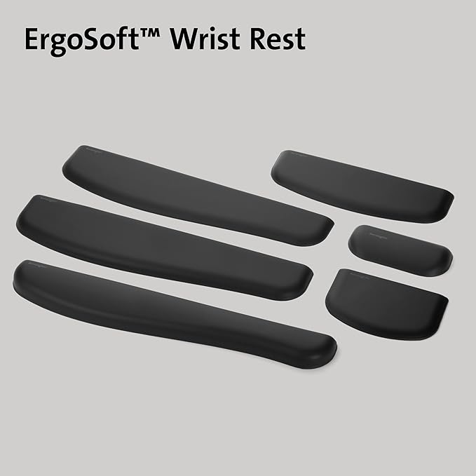 Kensington ErgoSoft Wrist Rest, Black (K52803WW), Memory Foam, Rubber, for Slim Mouse (Pack of 2)