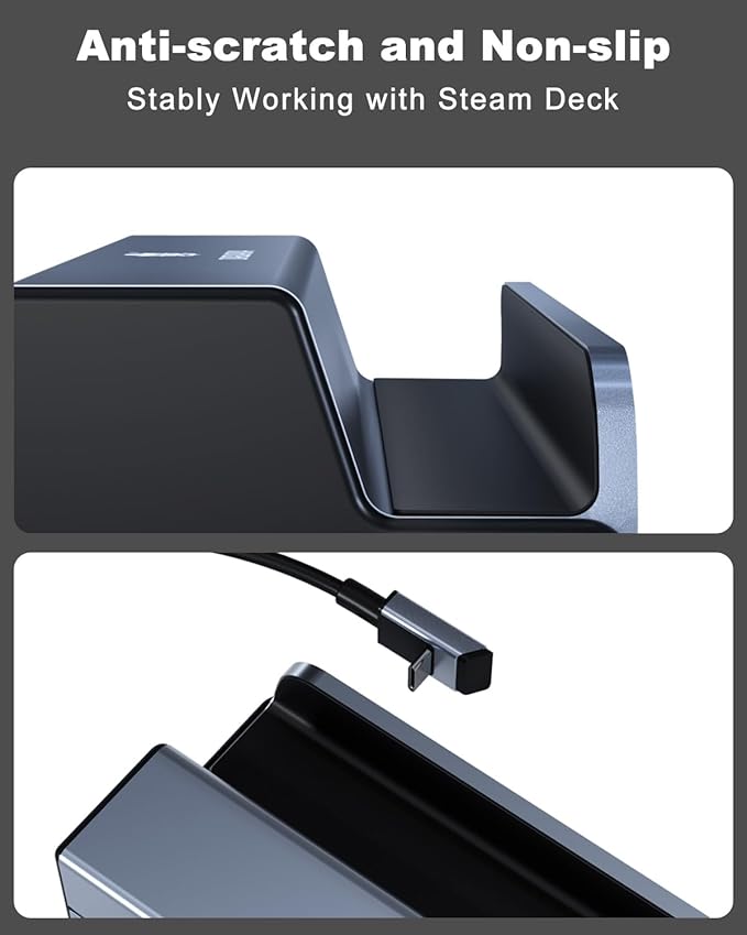 Steam Deck Dock, 6-in-1 Docking Station for Steam Deck (OLED)/ROG Ally, USB C Hub with HDMI 4K@60Hz, 1000Mbps Gigabit Ethernet, 3 USB-A 3.0 Port, 100W Fast Charging (Not for Rog Ally X)