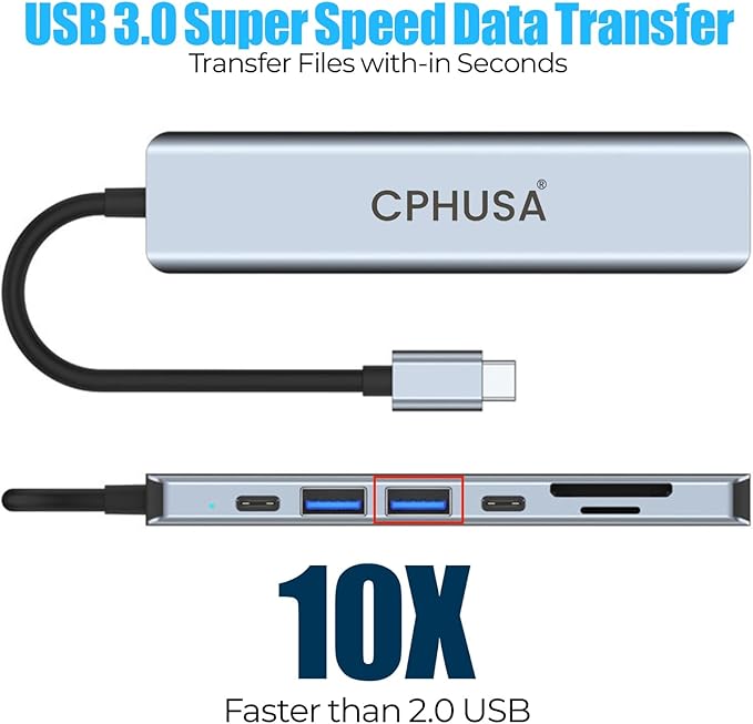 USB-C Hub 7-in-1 Multiport Adapter – 4K@30Hz HDMI, USB 3.0, USB 2.0, 100W PD Charging, SD/TF Card Reader – USB-C Docking Station for MacBook Pro/Air, Chromebook, Dell, HP & Type-C Devices