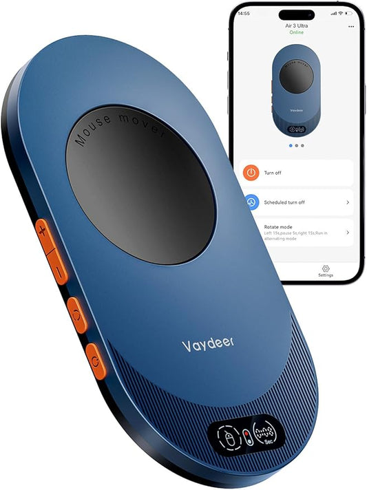 Vaydeer Air 3 Ultra Mouse Mover with APP, Ultra Slim Mouse Jiggler with Timer Function, Undetectable & Noiseless, Simulates Realistic Mouse Movement, Driver-Free, Work from Home, Keeps PC Active