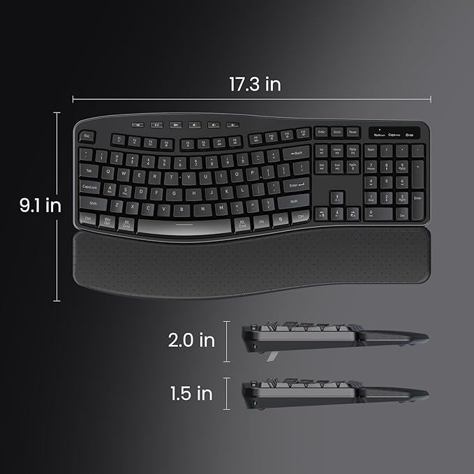 Wireless RGB Backlit Keyboard, 2500mAh Rechargeable Keyboard with 15 RGB Lighting Effects, 5 Brightness Modes, Multimedia Keys, Silent Ergonomic Keyboard for PC Computer Laptop Windows Mac