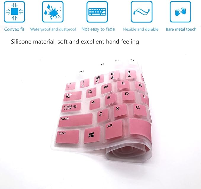 2 Pack Keyboard Cover for Logitech K120 & MK120 Ergonomic Desktop USB Keyboard, Logitech K120 & MK120 US Layout Waterproof Anti-Dust Keyboard Skin-OmbrePink+Clear