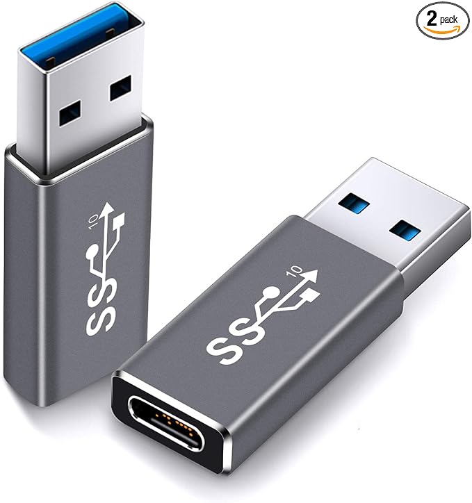 ELECTOP Updated USB 3.1 GEN 2 Male to Type C Female Adapter (2 Pack), Support Double Sides 10Gbps Charging & Data Transfer, USB A to USB C 3.1 Converter for PC, Laptop, Charger, Power Bank, Quest Link