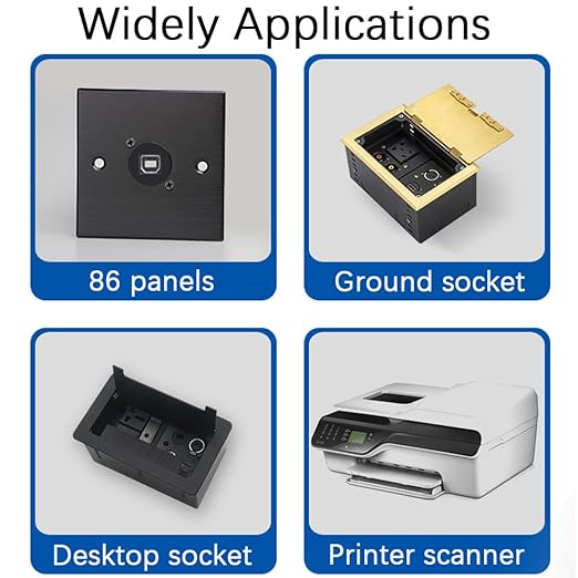 2PCS Panel Mount USB A to USB B Connector for Printer, D Type Female USB 2.0 Scanner Converter Adapter for HP, Canon, Dell, Epson, Lexmark, Xerox and More