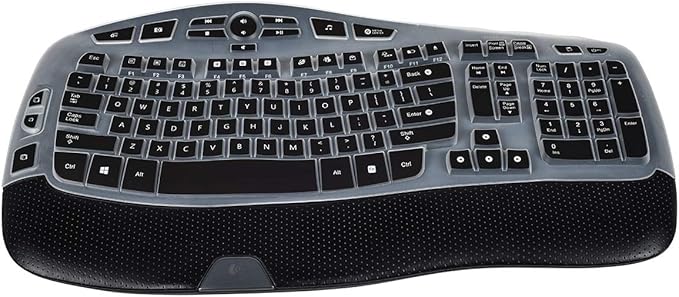 CaseBuy Keyboard Cover Compatible with Logitech K350 MK550 MK570 Wireless Wave Keyboard Accessories, K350 MK550 Keyboard Silicon Protector Skin, Black