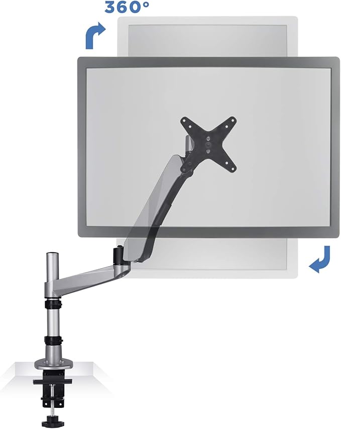 Mount-It! Premium Modular Monitor Desk Mount Arm Stand | Full Motion Gas Spring Arm Fits 19 21.5 24 27 32 Inch Computer Screens with 75 100 VESA Patterns | C-Clamp and Grommet Bases | 17.6 Pound Limit