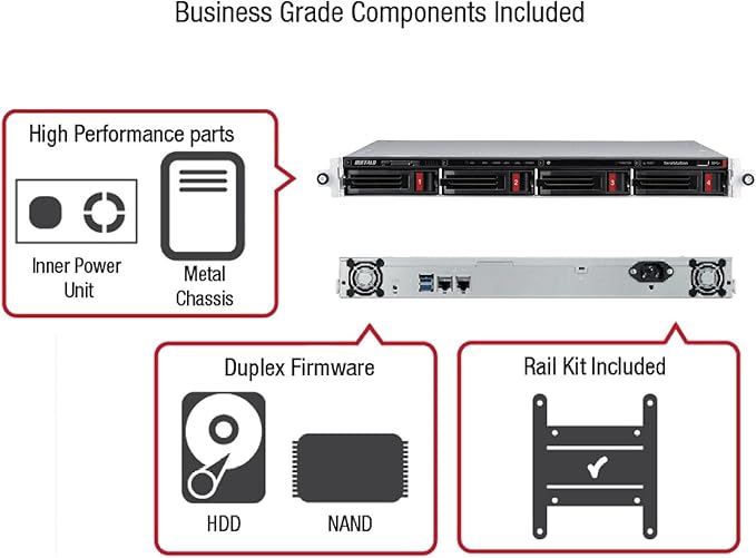 BUFFALO TeraStation Essentials 4-Bay Value-Focused Rackmount NAS 8TB (4x2TB) with Hard Drives Included