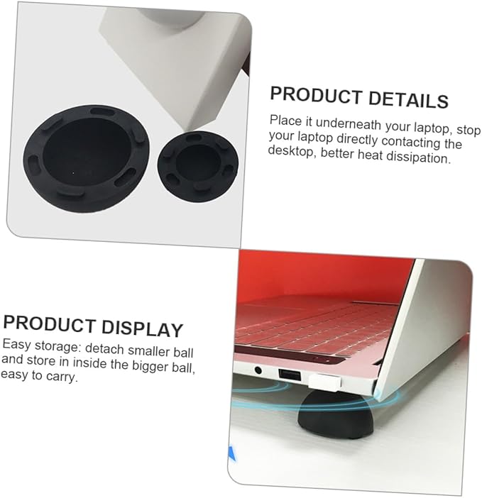 4pcs Black Silicone Laptop Cooling Pads Anti-Slip Laptop Feet Stand Accessories for Improved Airflow and Heat Dissipation