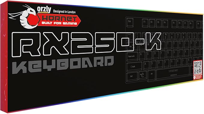 Orzly Gaming Keyboard RGB USB Wired Rainbow Keyboards Designed for PC Gamers, PS4, PS5, Laptop, Xbox, Nintendo Switch, RX-250 Hornet Edition (Black) Brand