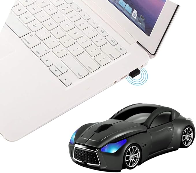 elec Space Cool Sport Car Shape 2.4GHz Wireless Mouse Optical Cordless Mice with USB Receiver for PC Laptop Computer 1600DPI 3 Buttons