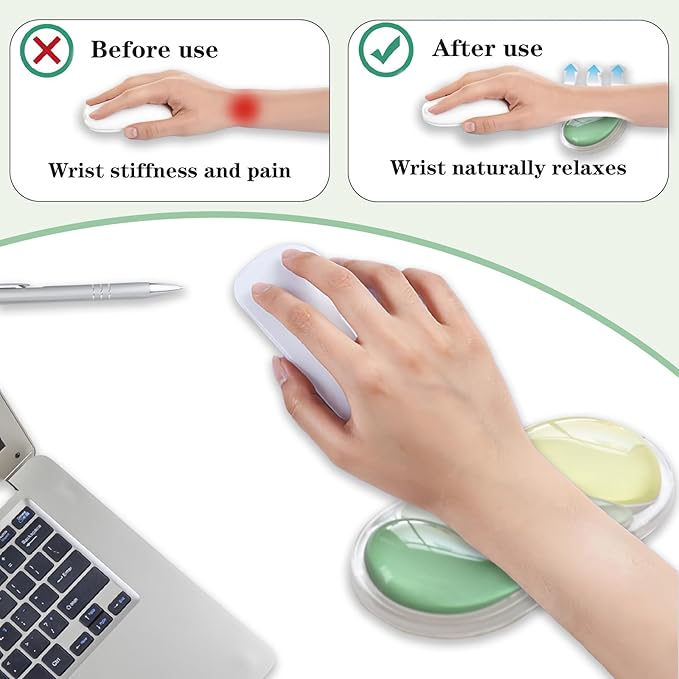 Ergonomic Keyboard Wrist Rest, Gel Wrist Rest for Keyboard and Mouse, Wrist Support and Keyboard Pad for Typing Pain Relief, Anti-Slip Base, Suitable for Office, Laptop, Computer, Gaming, Green