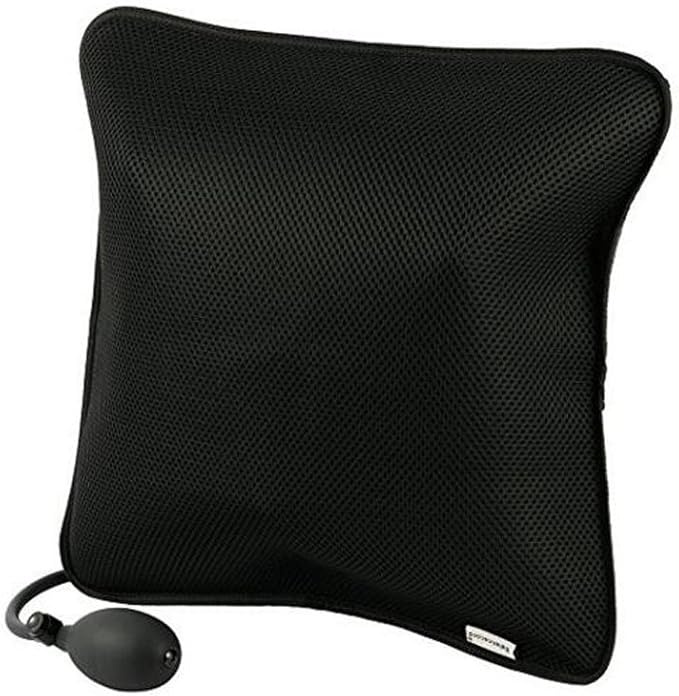 Lumbar Support Inflatable Cushion Backrest Portable Pillow with Pump for Car, Office Chair, Home, Travel, Camping (Black)