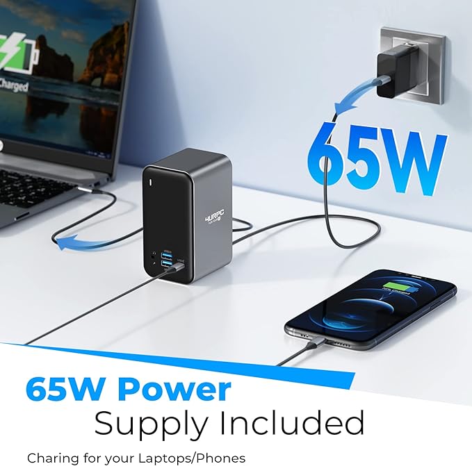 4URPC USB C Docking Station Dual Monitor, Dual HDMI USB C Dock, Laptop Docking Station with 2 HDMI Ports, VGA, 7 USB, 65W Power Adapter, Ethernet, SD/TF, Audio/Mic for Windows, and ChromeOS