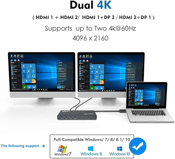WAVLINK Universal Laptop Docking Station Dual Monitor with 65W Power Delivery for Windows Mac M1/M2, Displaylink Dock, USB C/A to Dual HDMI/DisplayPort Adapter, Gigabit Ethernet, 6 USB 3.0, Audio/Mic