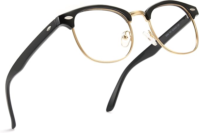 Cyxus Blue Light Glasses Men Women Browline Frame Computer Glasses Reduce Eye Strain UV Protection for Computer Screen （8356T01 Gold Frame）