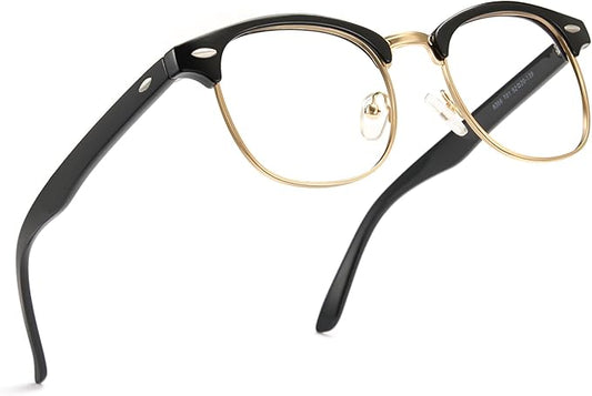 Cyxus Blue Light Glasses Men Women Browline Frame Computer Glasses Reduce Eye Strain UV Protection for Computer Screen （8356T01 Gold Frame）
