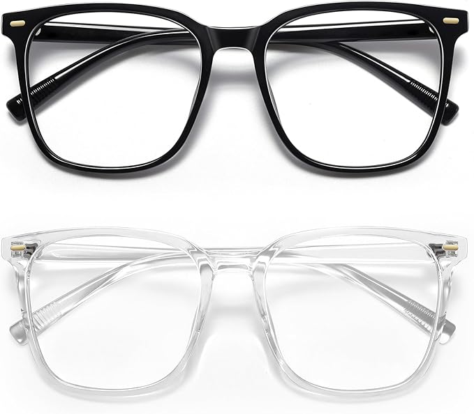 Oversized Square Blue Light Blocking Glasses for Women Men, Anti-Fatigue Computer Monitor Glasses Reduce Eye Strain