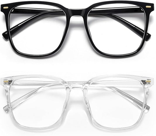 Oversized Square Blue Light Blocking Glasses for Women Men, Anti-Fatigue Computer Monitor Glasses Reduce Eye Strain