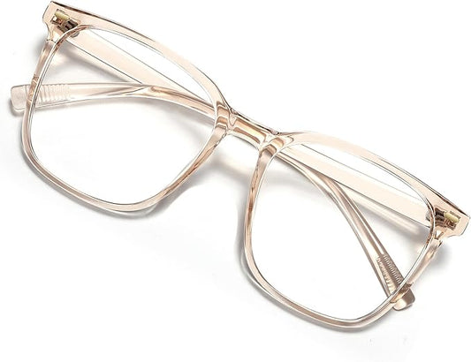 Oversized Square Blue Light Blocking Glasses for Women Men, Anti-Fatigue Computer Monitor Glasses Reduce Eye Strain