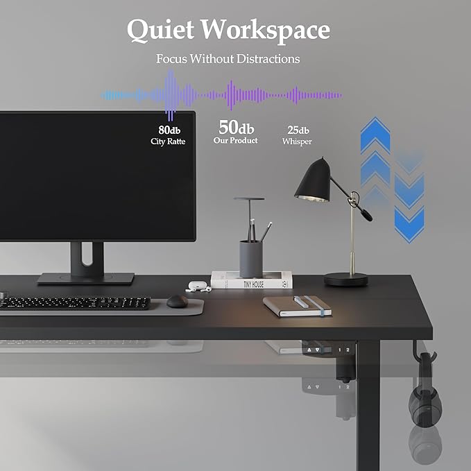 Klicelor 48 Inch Electric Standing Desk, Height Adjustable Office Desk, Sit Stand Up Computer Desk with Memory Preset, Two-Piece Desktop, Black
